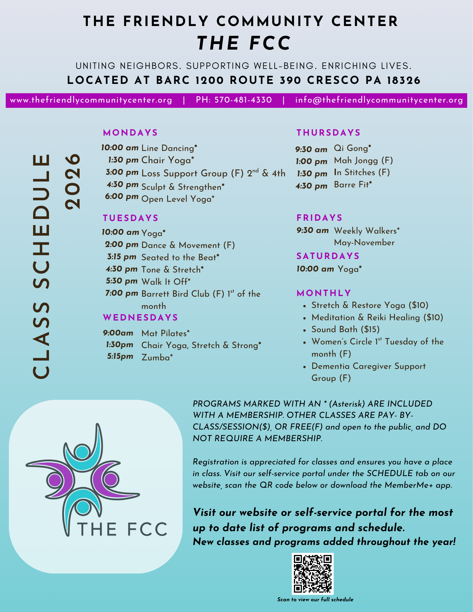 class schedule  1/2026 - 1